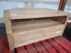 RRP £260 Stunning Solid Oak Corner Tv Unit With 2 Drawers