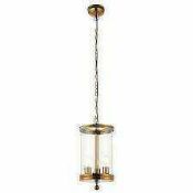 RRP £100 Boxed Endon Lighting 3-Light Glass And Antique Brass Ceiling Light