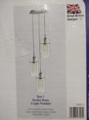 RRP £80 Boxed Duo 1 Double Glass 3 Light Pendant