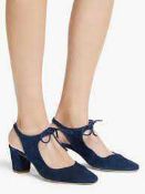 RRP £50 Box To Pair Of Size 5 Kerensa Navy Blue Suede Heeled Shoes