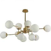 RRP £180 Boxed Maytoni Erich Cream And Gold Decorative 12 Light Modern Ceiling Light