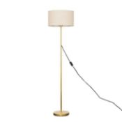 RRP £60 Antique Brass Cream Fabric Shade Floor Standing Designer Reading Lamp