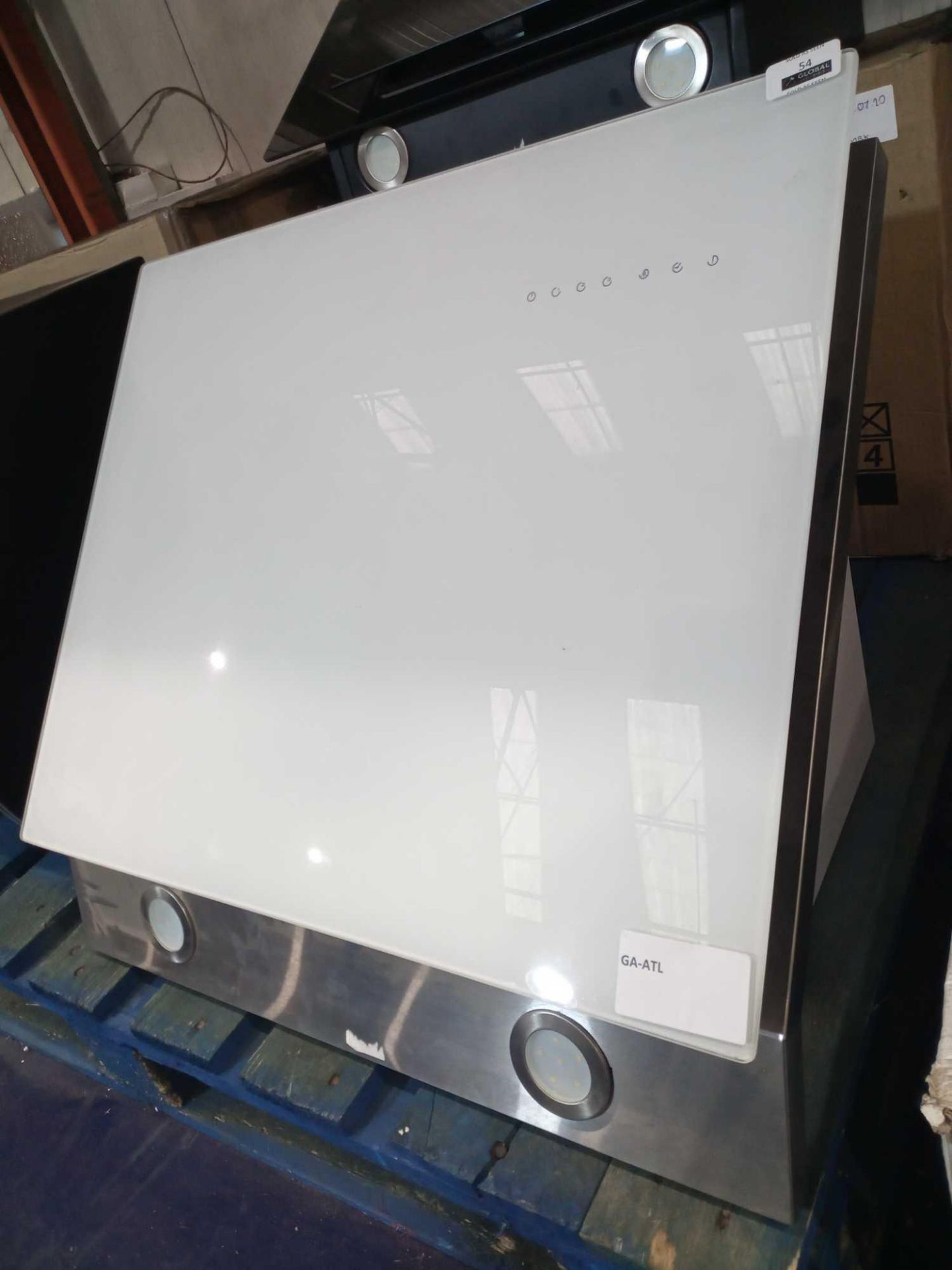 RRP £120 Ubdahh60W 60Cm Angled White Glass And Stainless Steel Extraction Cooker Hood With Integrate - Image 2 of 2