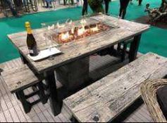 Brand New Excalibur Designer 6 Piece Garden Set To Include Concrete Resin Wooden Effect Fire Pit Tab