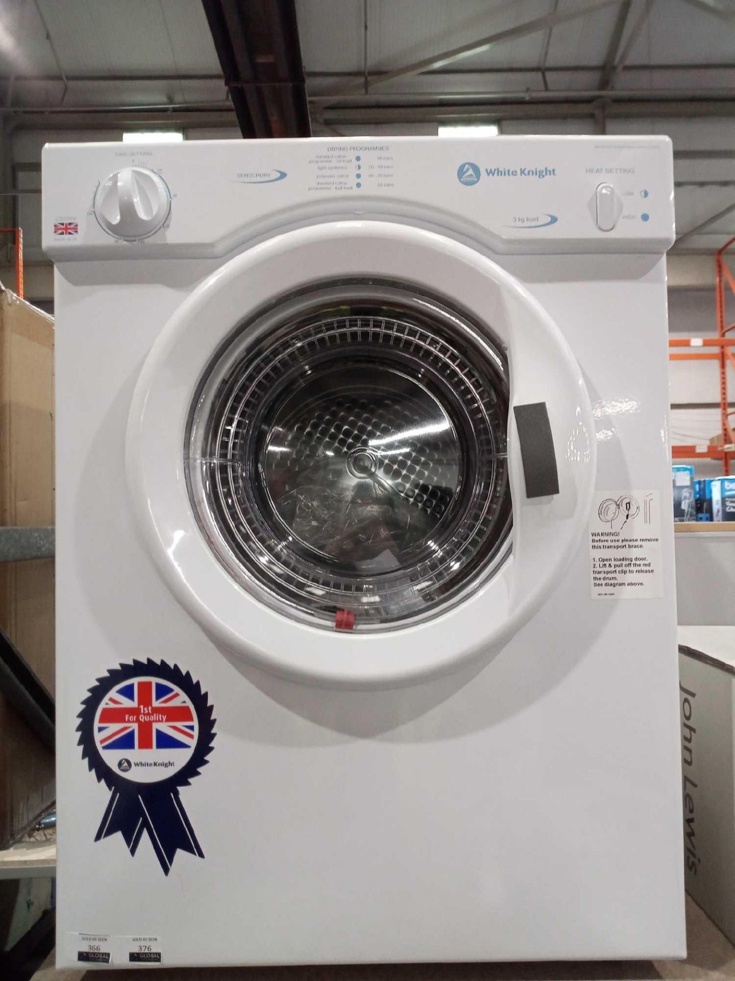 Rrp £180 Boxed Grade B White Knight C37Aw Tumble Dryer