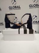 RRP £45 Boxed Pair Of Size Is Eu 38 Chloe Navy Suede Ladies Heeled Boots