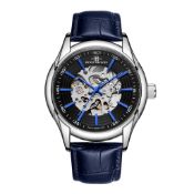 RRP £550 Henry Bridges Infinity Blue Watch, 22mm Strap Width, Dark Blue Leather Strap & Buckle