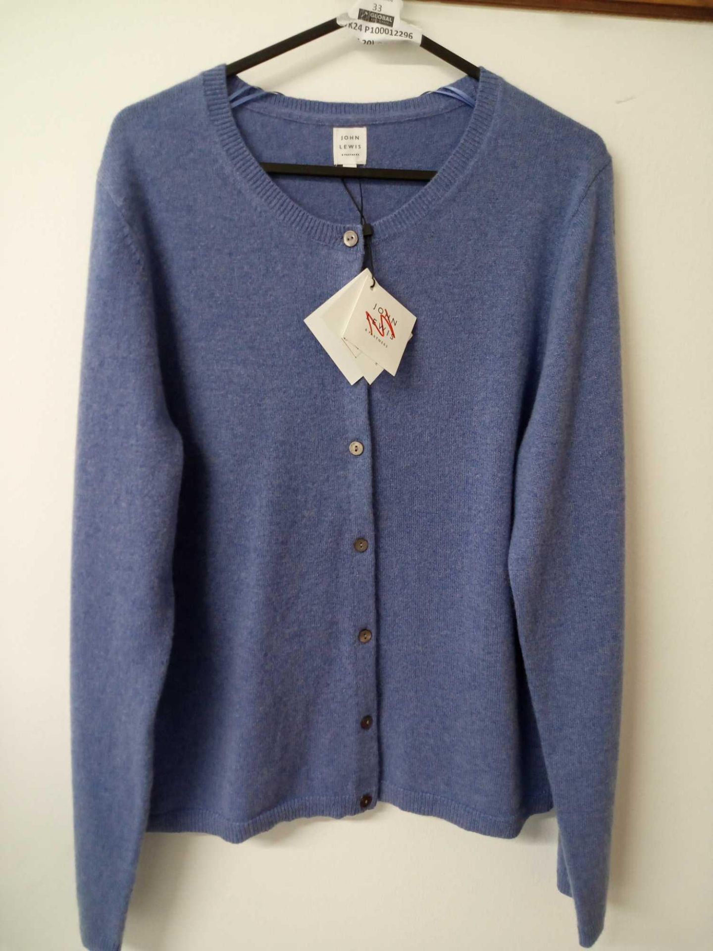 RRP £95 John Lewis Cashmere Light Blue Cardigan Size 14