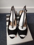 RRP £75 John Lewis And Partners Cora Suede Peep Toe Slingback Court Shoes Size 4