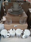 Combined Rrp £120 Lot To Contain 12 Piece Dinnerware Set And Designer Mugs