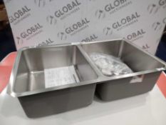 RRP £130 Unboxed Double Stainless Sink Basin