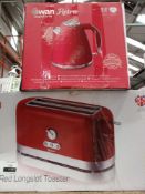 Combined Rrp £70 Swan Red Four Slice Toaster And Kettle