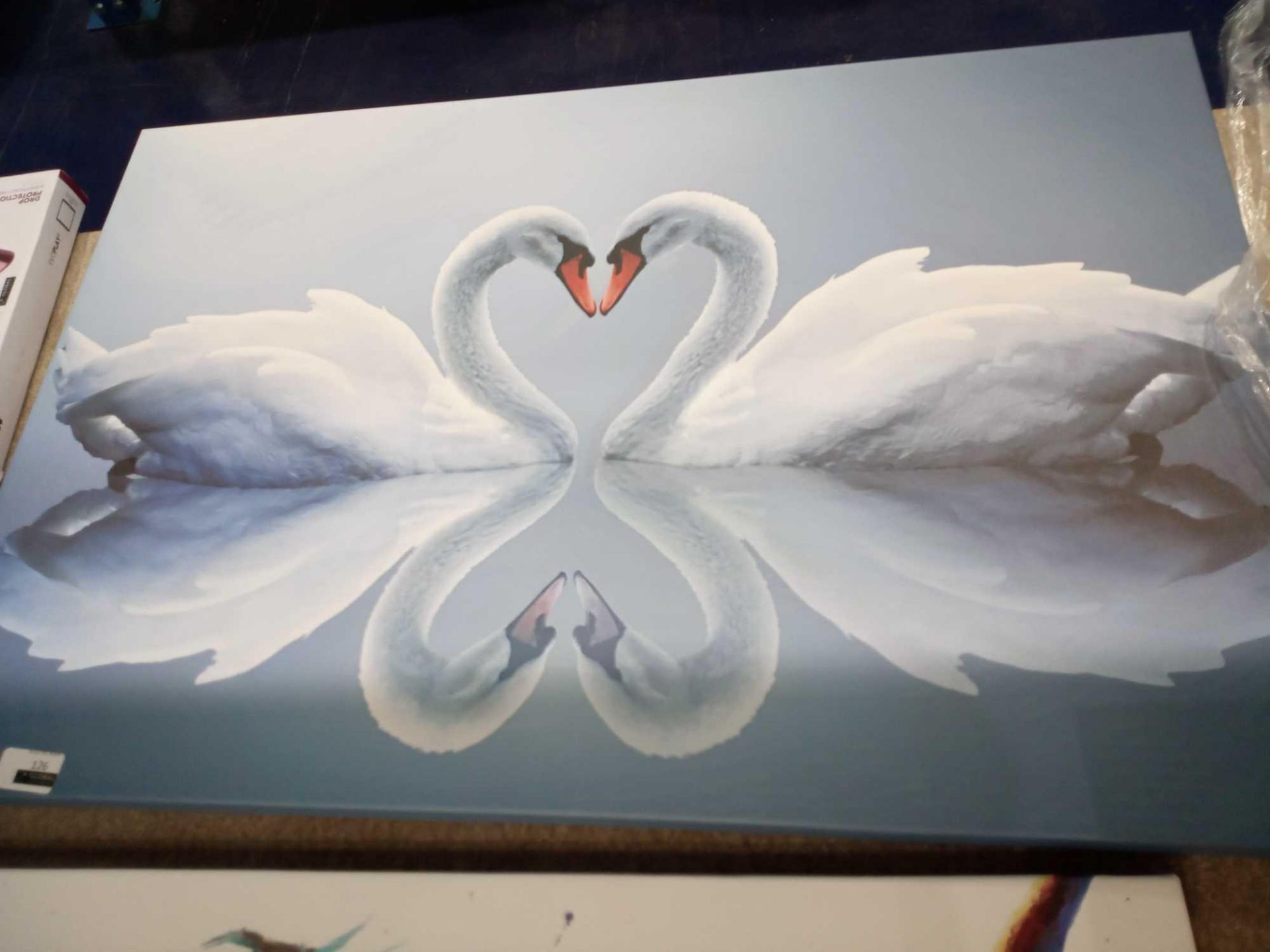 RRP £70 The Kissing Swans Wall Art Canvas