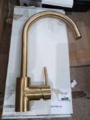 RRP £130 Boxed Vellamo Kara Single Lever Mono Kitchen Mixer - Brushed Gold