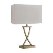 RRP £85 Boxed Search Light In Antique Brass / Cream Table Light