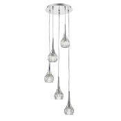 Rrp £150 Boxed Lyall 5 Light Spiral Polished Chrome And Decorative Glass Ceiling Light