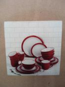 Rrp £120 Boxed Camden Red 16Pc Dinnerware Set