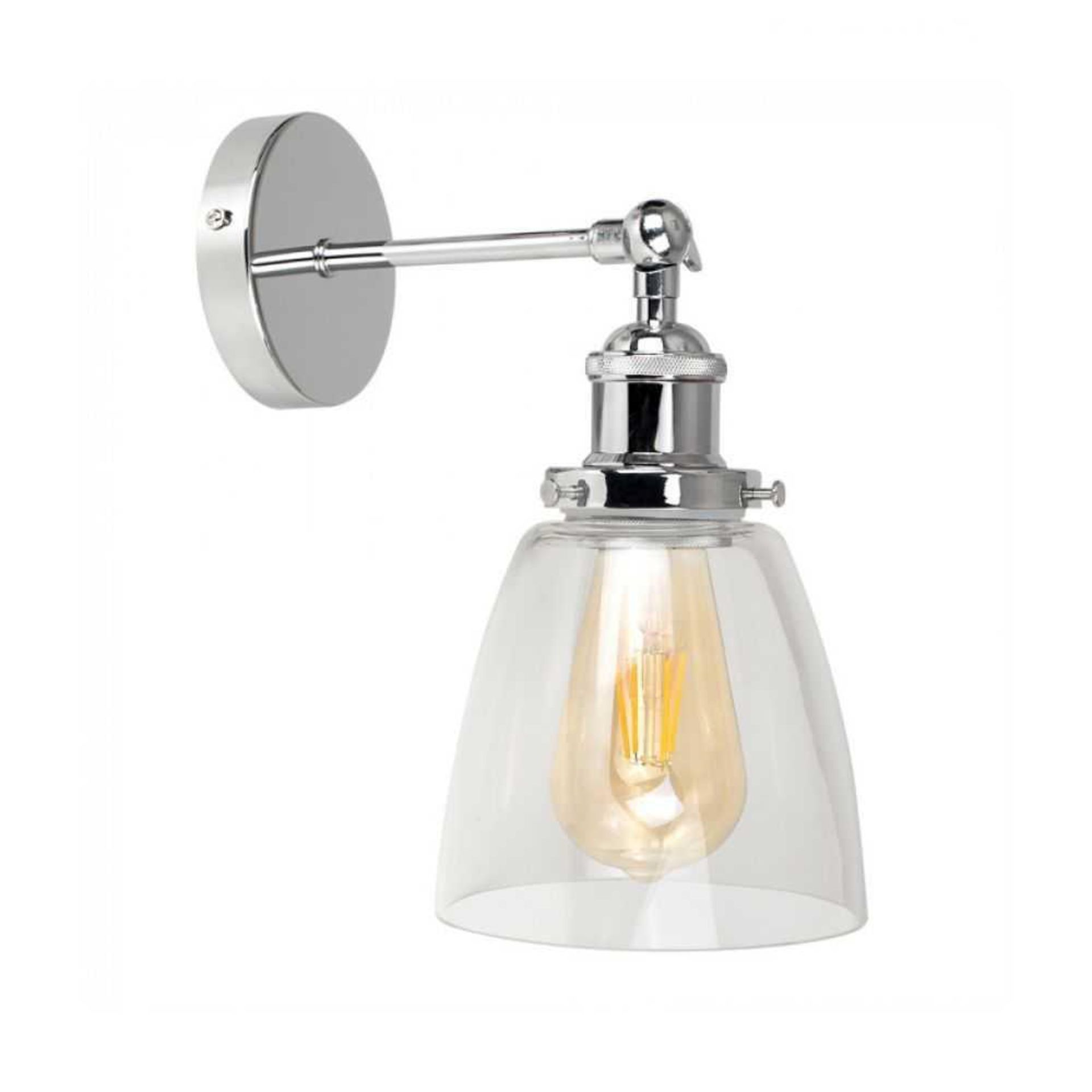 Combined Rrp £60 Boxed Ezrah Chrome Wall Light With Tall Domed Glass Shade