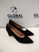 Rrp £65 Boxed John Lewis And Partners Alana Size 8 Ladies Black Suede Heeled Shoes