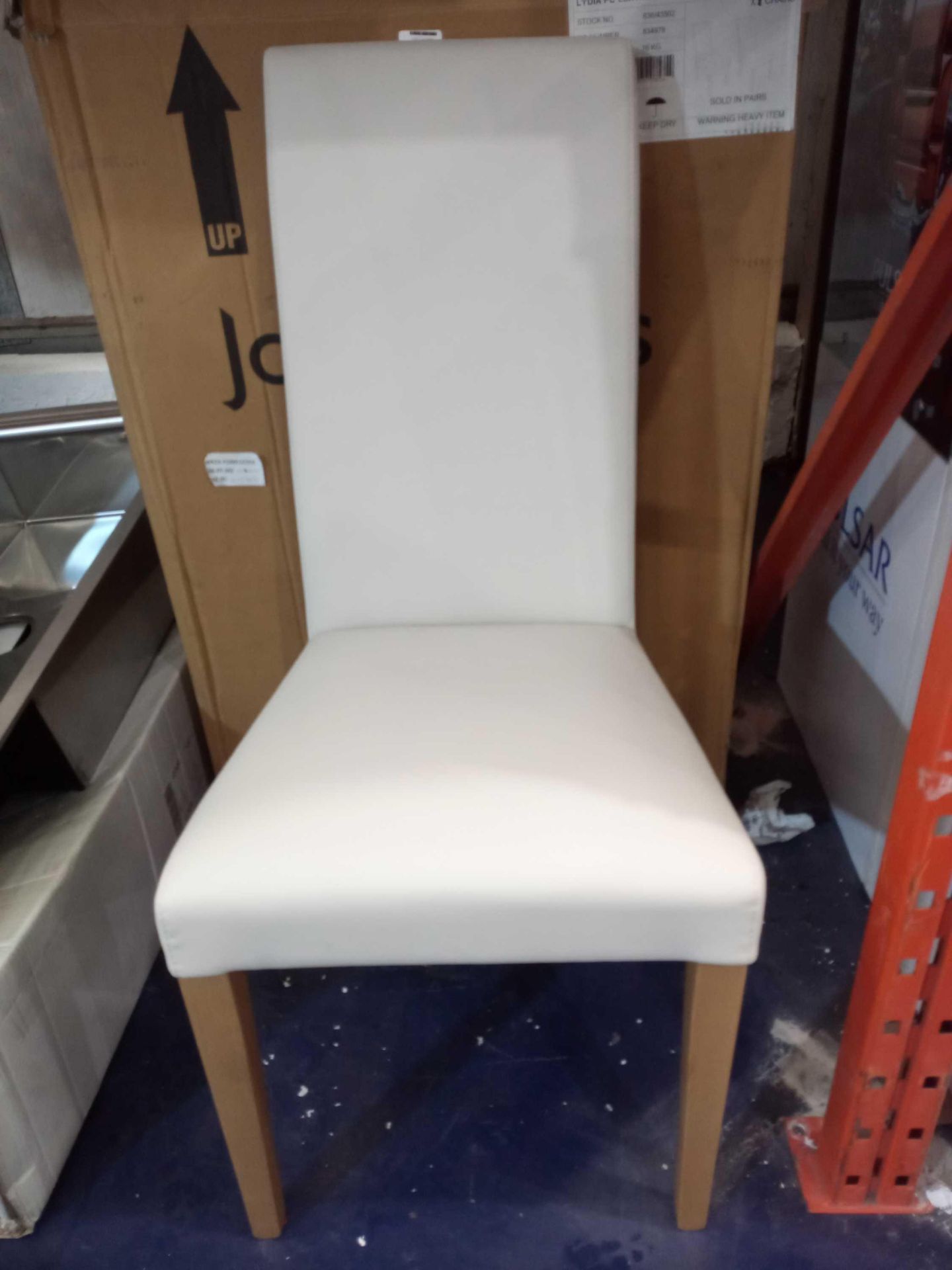 Rrp £100 Boxed John Lewis Lydia Leather Chalk Light Legs Dining Chair