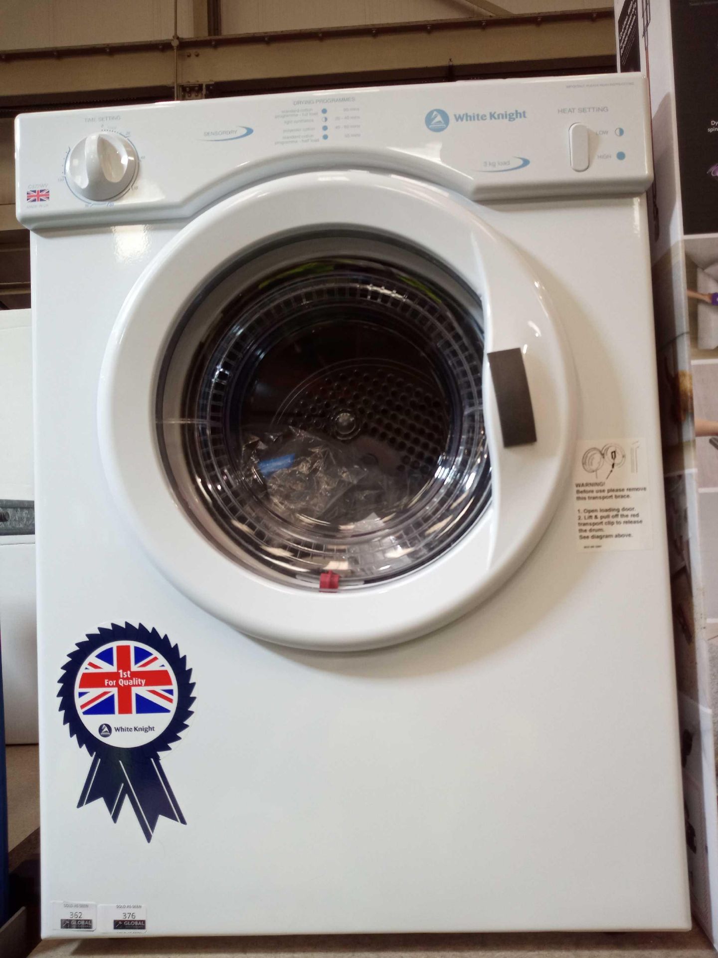Rrp £180 Boxed Grade B White Knight 3 Kg Unidirectional Compact Tumble Dryer