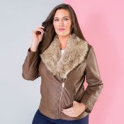 RRP £45 Stolen Heart Brown Leather Jacket Size 20