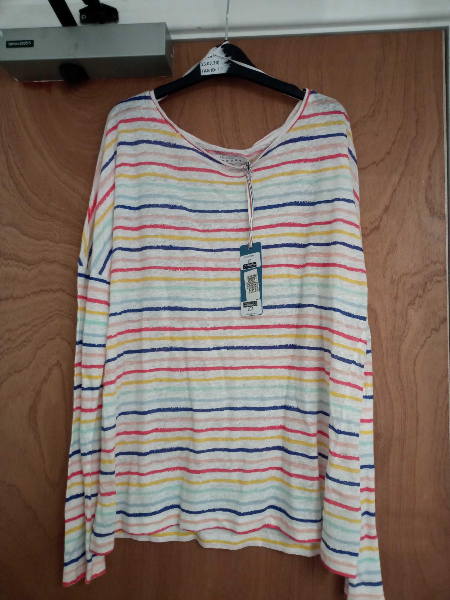 RRP £37 John Lewis Weekend Collection Stripe Long Sleeve Top Size 12