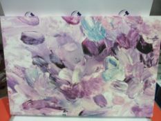 RRP £70 Purple Designer Floral Wall Canvas