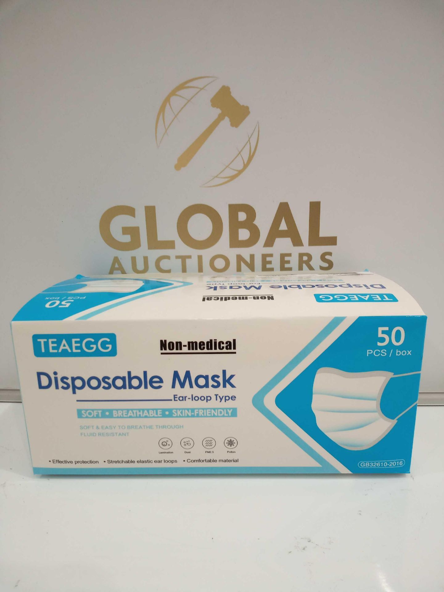 Rrp £300 Box To Contain 50 Brand New Teaegg Non-Medical 3-Ply Ear Loop Type Disposable Masks