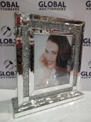 Rrp £60.Boxed Designer Rhinestone Mirrored Photo Frame