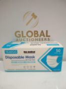 Rrp £300 Box To Contain 50 Brand New Teaegg Non-Medical 3-Ply Ear Loop Type Disposable Masks