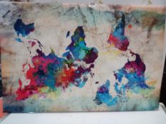Rrp £100 Multi Coloured Map Of The World Wall Art Canvas