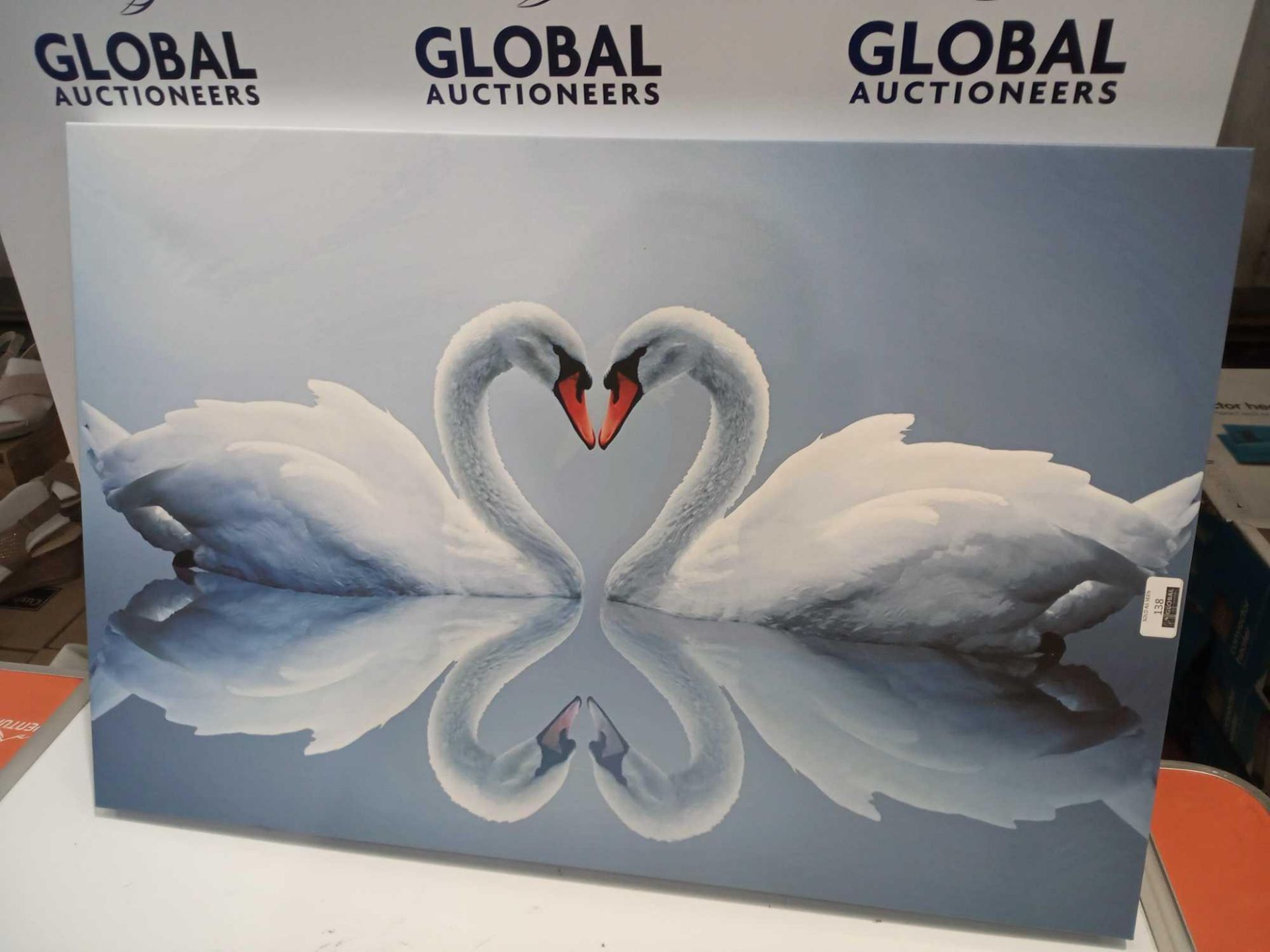 RRP £50 Love Hearted Swan Wall Art Canvas