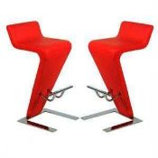 RRP £210 Pair Of Farello Red Bar Chairs