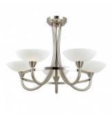 Rrp £90 Endon Lighting Cagney 5-Light Semi Flush Stainless Steel And Glass Ceiling Light Fitting