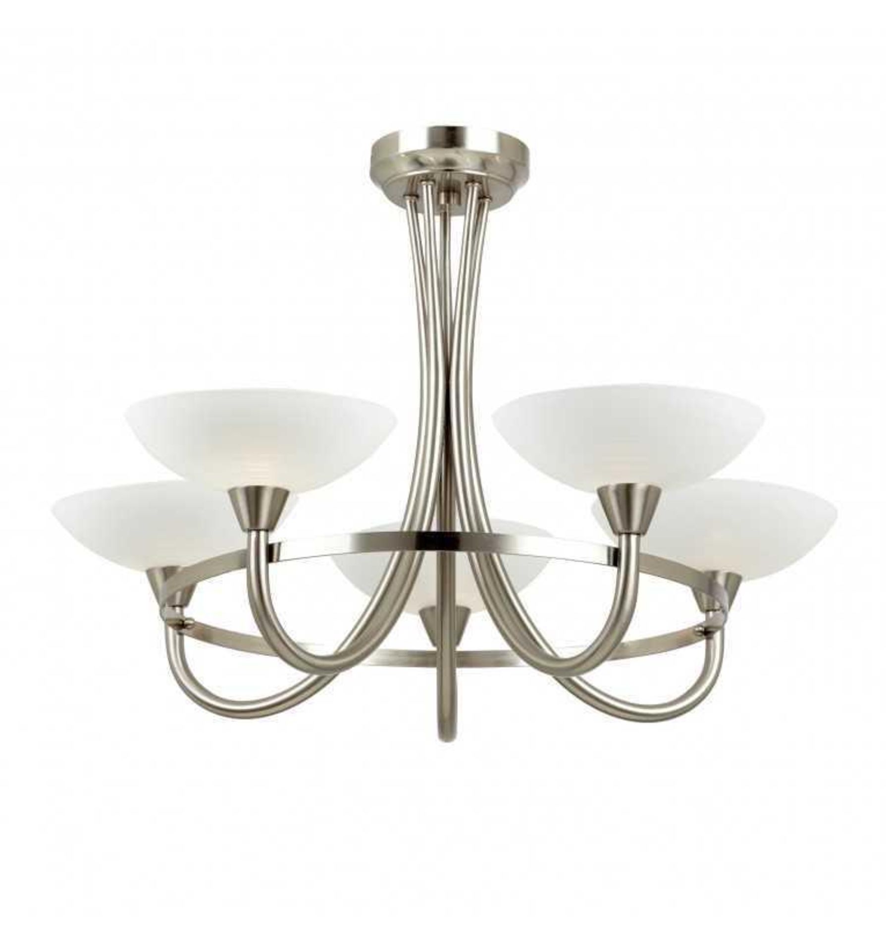 Rrp £90 Endon Lighting Cagney 5-Light Semi Flush Stainless Steel And Glass Ceiling Light Fitting