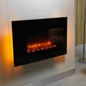 Rrp £160 Wall Mounted Curved Electric Fireplace With Ambient Lighting