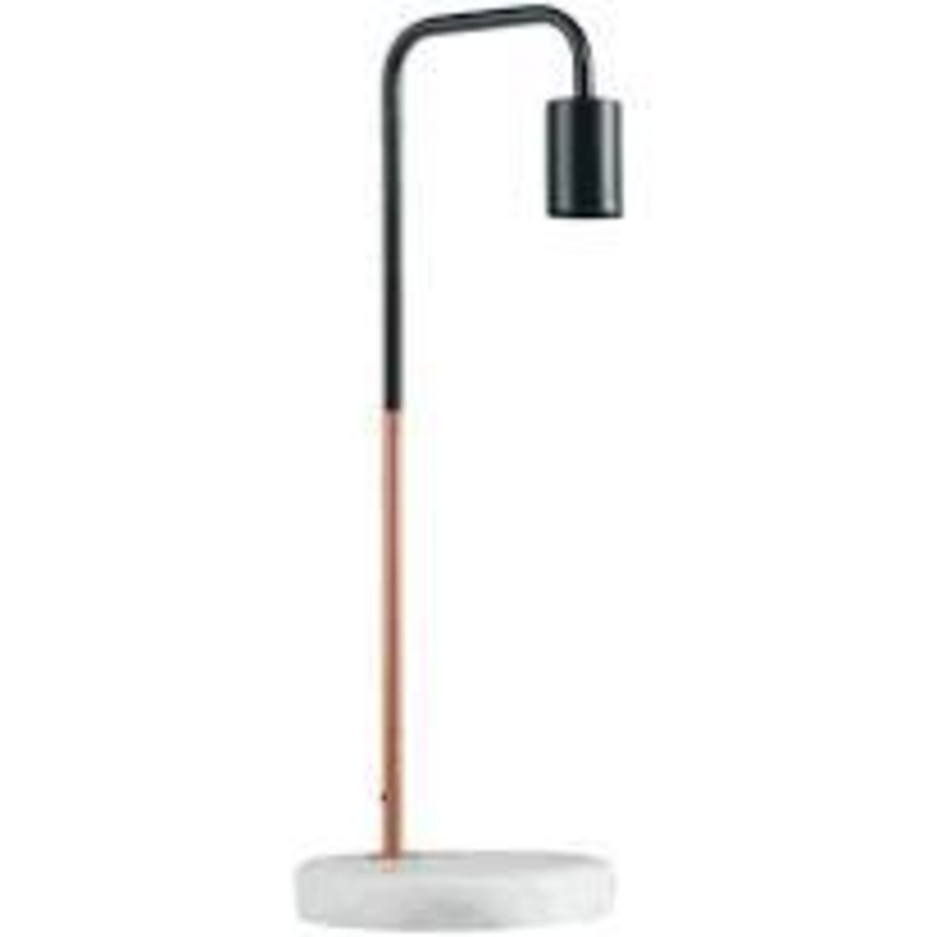 Rrp £85 Bolton Black And Gold Curved Floor Standing Lamp With Marble Base
