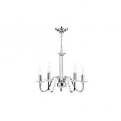 Rrp £100 Boxed Pique 5 Light Polished Chrome Clear Crystal Light
