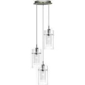 Rrp £80 Searchlight Duo One Double Glass 3-Light Pendant