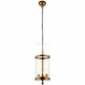 Rrp £120 Boxed Endon Lighting Antique Brass And Glass Cylinder 3 Light Ceiling Light Fitting