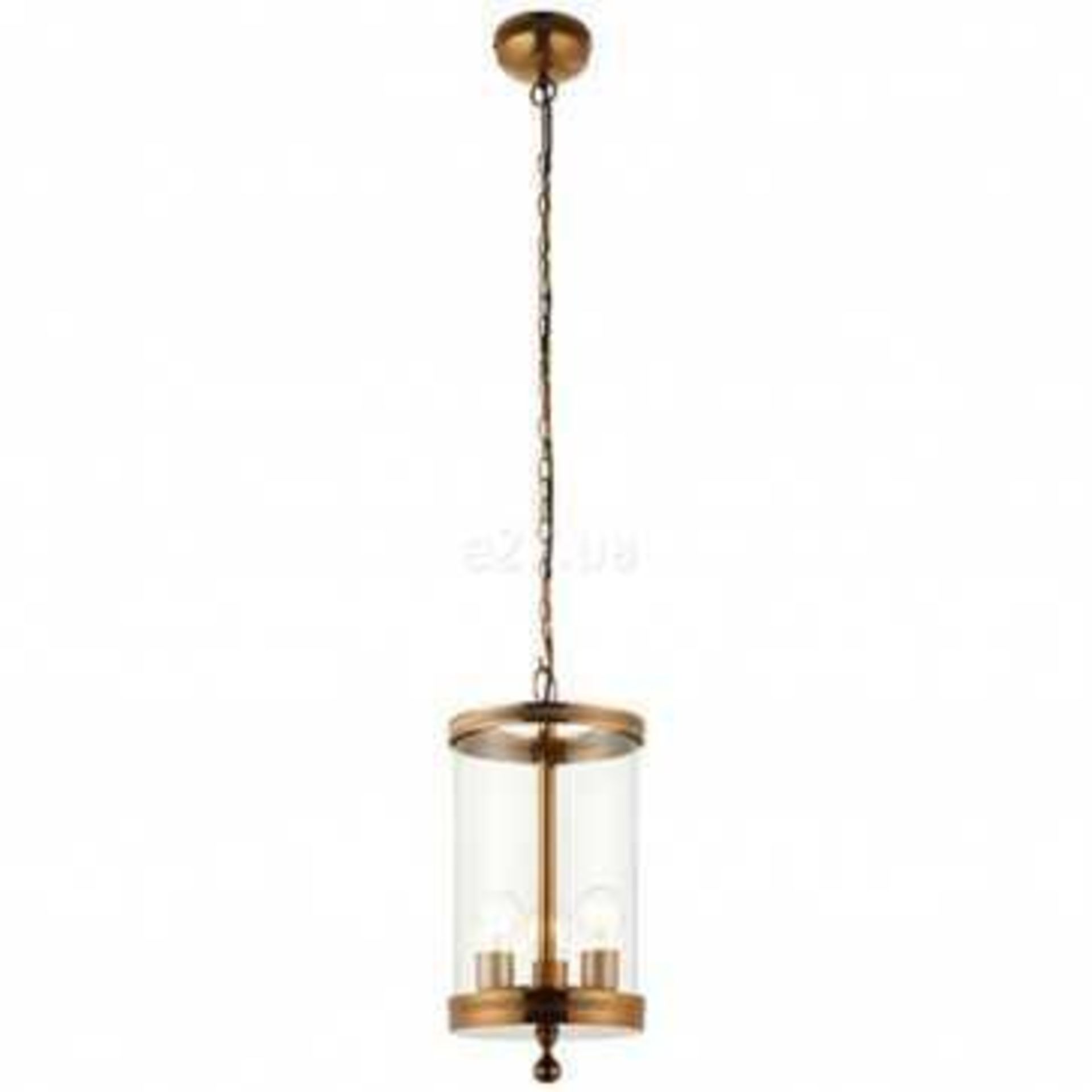 Rrp £120 Boxed Endon Lighting Antique Brass And Glass Cylinder 3 Light Ceiling Light Fitting