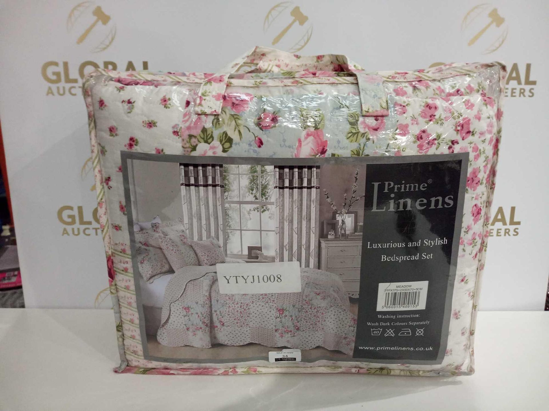 Rrp £100 Bagged Prime Linens Floral Meadow Super King Size Bedspread With Pillow Shams