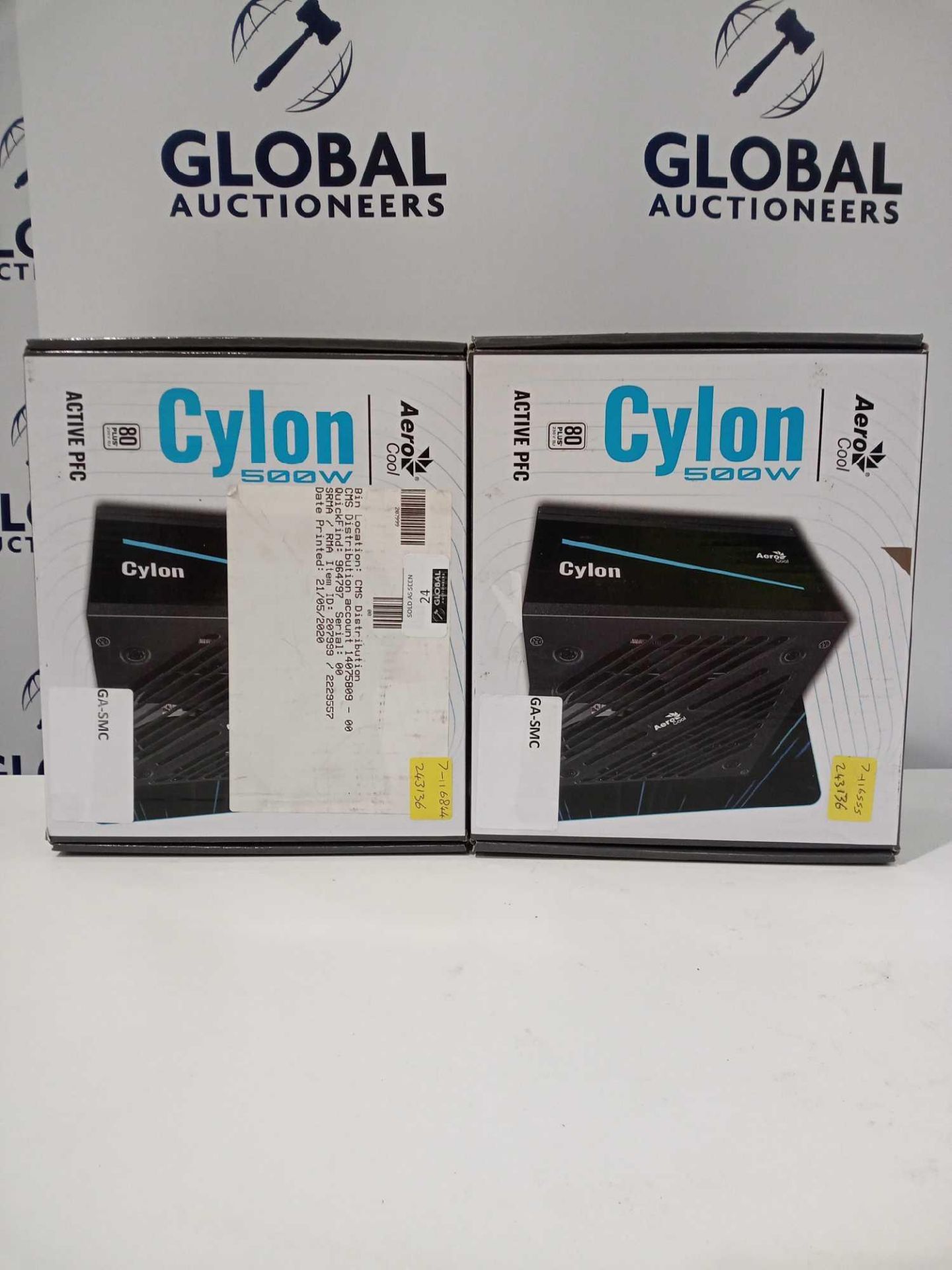 Rrp £120 Combined Lot To Contain 2 Boxed Aerocool Cylon 500W Active Pfc Pc Power Supply