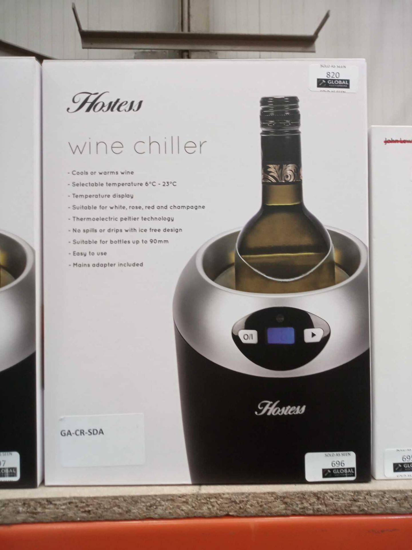 Rrp £80 Boxed Hostess Hw01Mb Single Bottle Wine Chiller/Warmer With Selectable Temperatures From 6 D