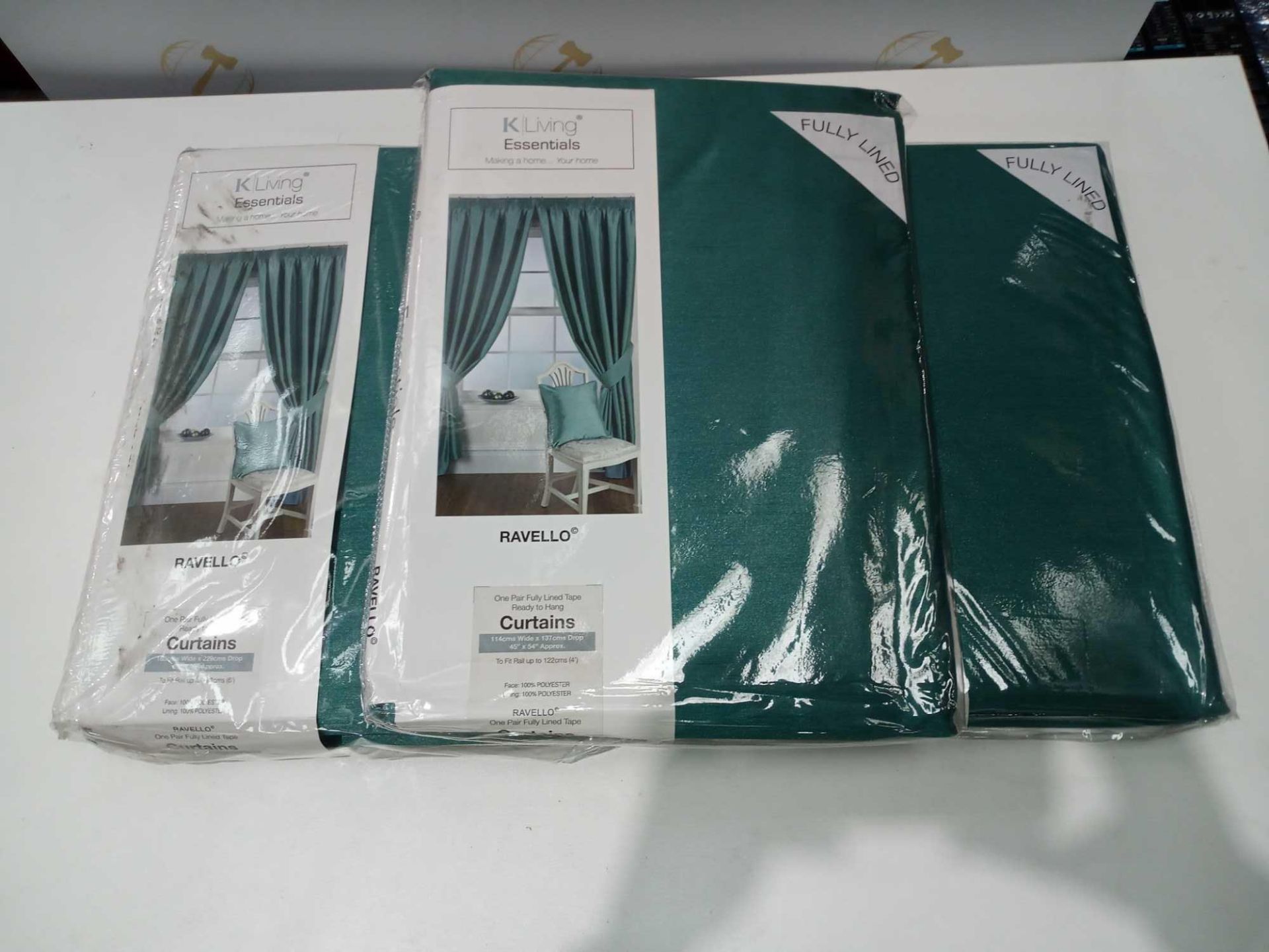 Combined Rrp £100 Lot To Contain 3 K/Living Essentials Fully Lined Green Curtains