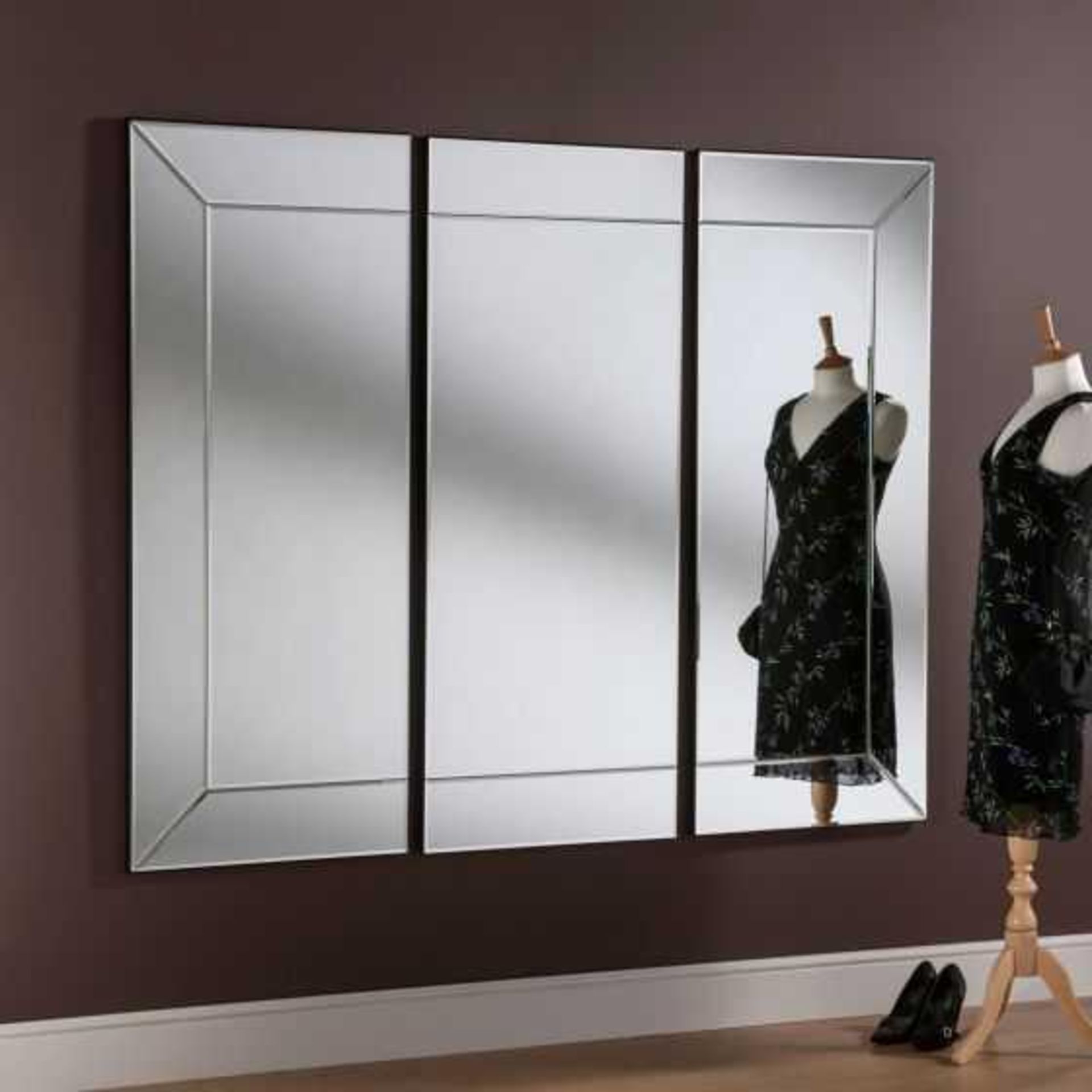 Rrp £320 Boxed Quality Bevelled 3 Pcs Mirror
