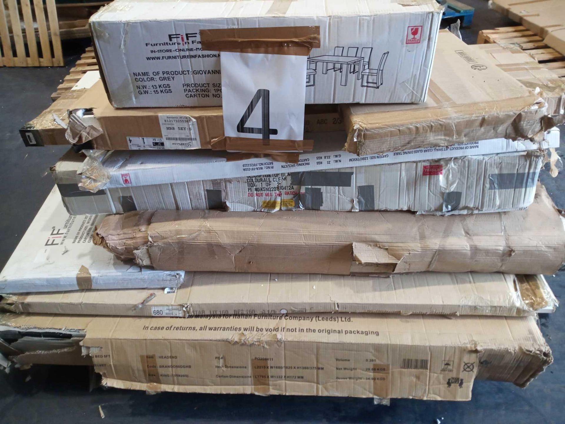 Pallet To Contain A Large Assortment Of Boxed Flat Pack Furniture Part Lots (See Description)