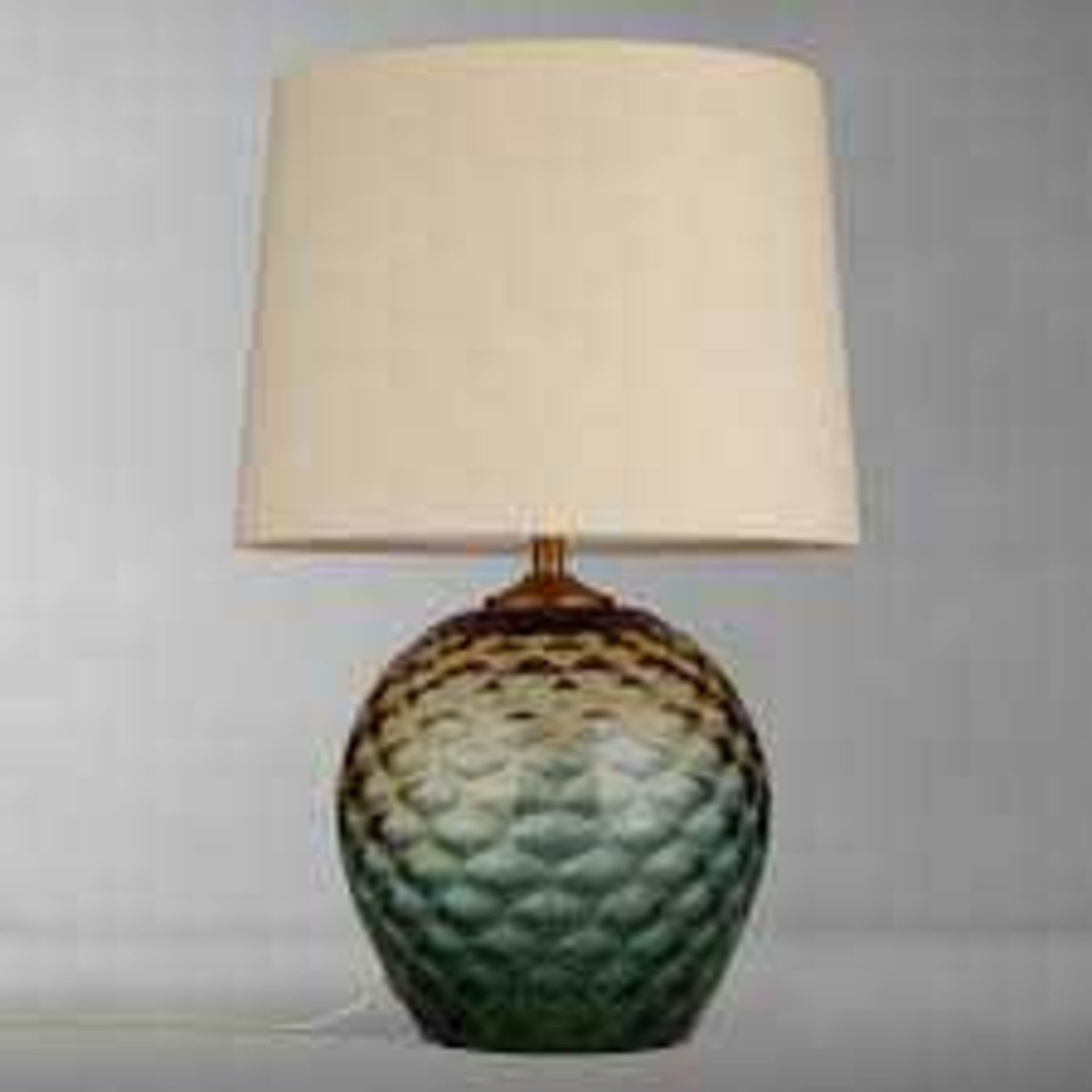 Rrp £100 Boxed John Lewis And Partners Abigail Glass Base Linen Shade Designer Table Lamp - Image 2 of 2