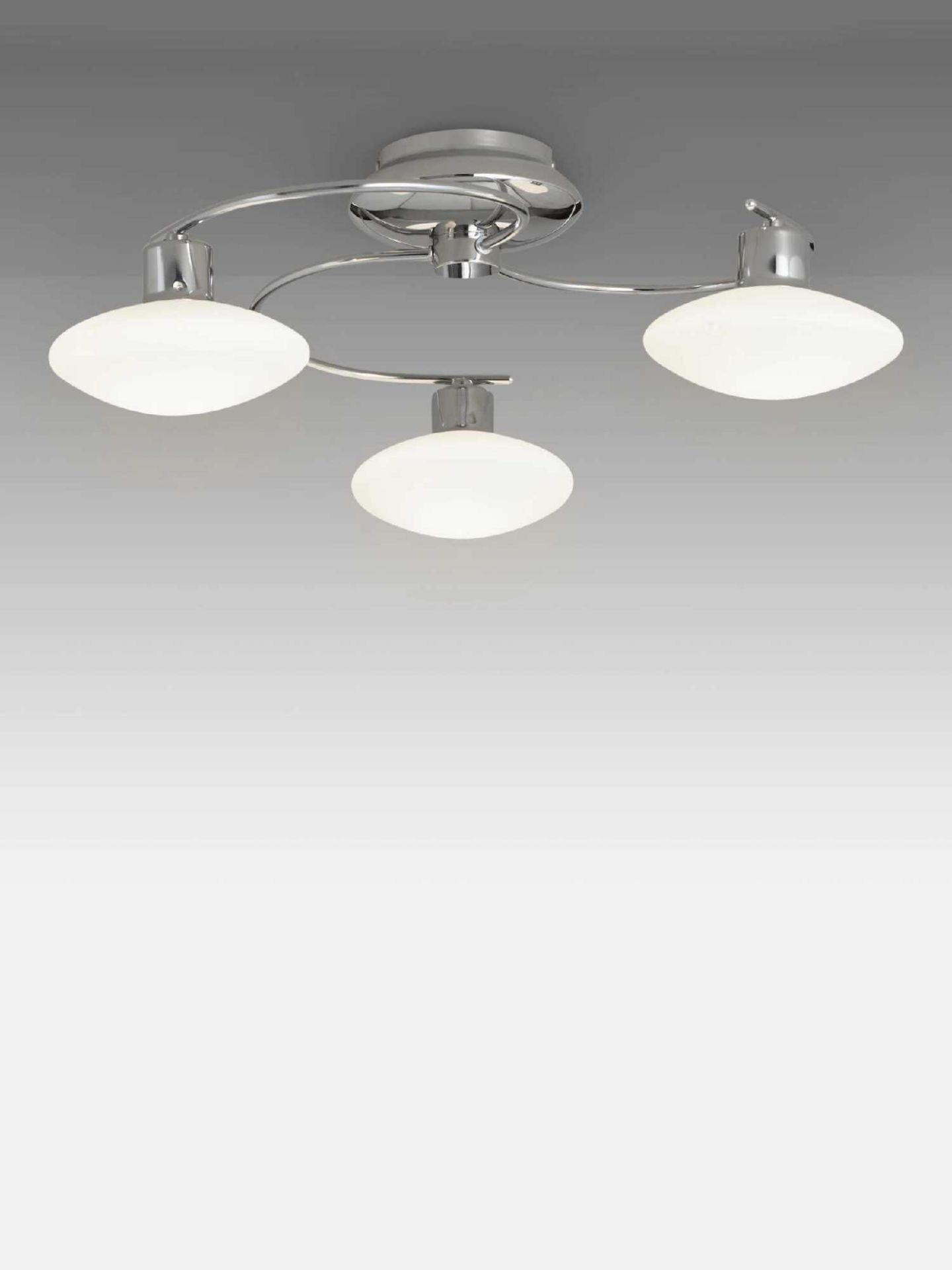Rrp £125 Boxed John Lewis And Partners Tameo 3-Light Chrome Finish Ceiling Light Pendant With Opal G
